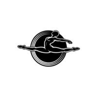 Dynamic Dancer Silhouette, Circular Emblem, Motion Grace vector