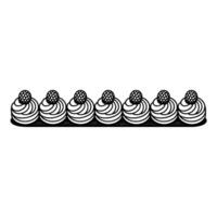 Minimalist Line Art Cupcakes with Tartlets vector
