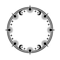Celestial Circle Frame, Mystical , Dark Silhouette vector
