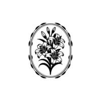 Elegant Lily Illustration, Vintage Botanical Frame vector