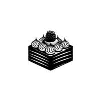 Black White Layered Cake with Berries - Elegant Dessert vector
