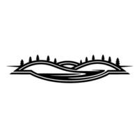 Serene Landscape Silhouette, Minimalist Mountain Range vector