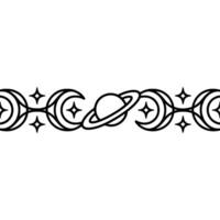 Celestial Lineage Moon, Planet, and Star Border vector