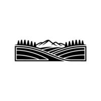 Minimalist Mountain Landscape Emblem, Rustic Exploration vector