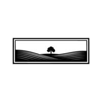 Serene Landscape Emblem, Minimalist Silhouette, Calm vector