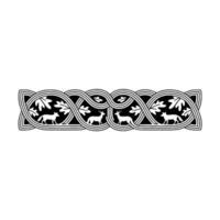 Celtic Knotwork Border with Deer and Foxes, Intricate vector