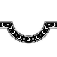 Celestial Crescent Border, Vintage Moon Motif - Decorative vector
