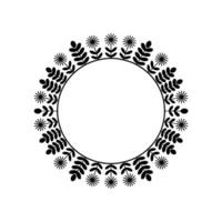 Elegant Botanical Circle Frame, Minimalist - Foliage vector