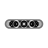 Celestial Crescent Emblem, Lunar Cycle, Starry Night vector