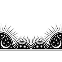 Celestial Border, Night Stars, and Radiant Rays vector