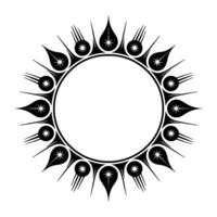 Celestial Halo Stylized Black and White Ornament vector