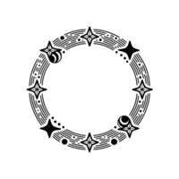 Celestial Circle Minimalist Star Moon Frame vector