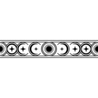 Celestial Border Lunar Solar Motif, Minimalist vector