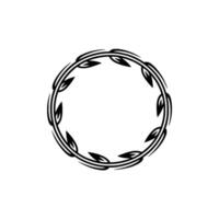 Stylized Leaf Wreath, Minimalist Circle Frame vector