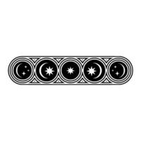 Celestial Lineage Stylized Moon Star Ornament, Lineart vector