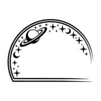 Celestial Arch Retro Space Exploration Emblem vector