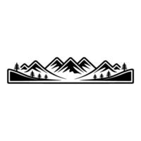 Mountain Silhouette Emblem, Rustic Wilderness Illustration, Pine vector