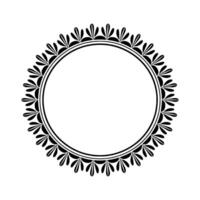 Elegant Botanical Circle Frame, Vintage Style, Contour vector