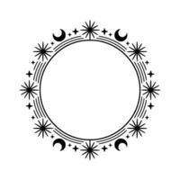 Celestial Circle Frame, Mystical Night vector
