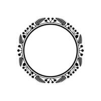 Elegant Botanical Circle Frame, Minimalist, Outline vector