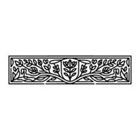 Elegant Botanical Border, Vintage Element, Shield vector