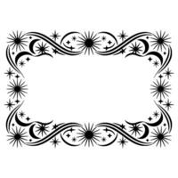 Celestial Border Stylized Stars and Crescent Moon Frame vector