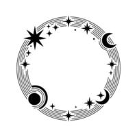 Celestial Circle Minimalist Starry Moon Frame vector