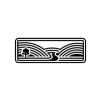 Minimalist Landscape Emblem, Serene Horizon, Natural Elements vector