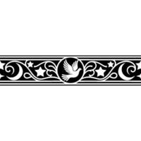 Elegant Black and White Decorative Border, Dove Motif vector