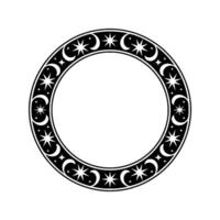 Celestial Circle Vintage Moon Motif, Symbolic Border vector