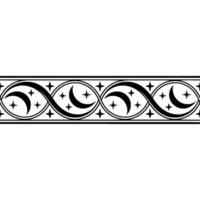 Intricate Black White Border, Celestial Swirls, Medieval vector