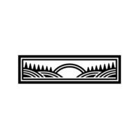 Minimalist Landscape Silhouette, Serene Horizon, Bridge vector