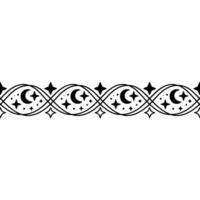 Celestial Border Intricate Crescent Moon and Star vector