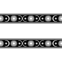 Celestial Border Sun Moon Motif, Minimalist vector