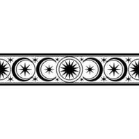 Celestial Border Stylized Moon Star, Ornamental vector