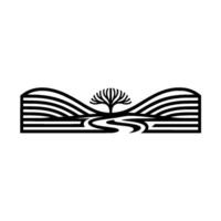 Minimalist Landscape Emblem Serenity, Nature, and Reflection vector