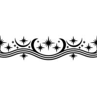 Celestial Wave Lunar Phases Sparkling Stars vector