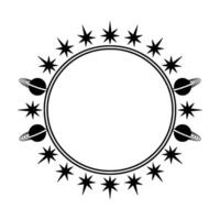 Celestial Circle Retro Space Frame, Minimalist, Planets vector