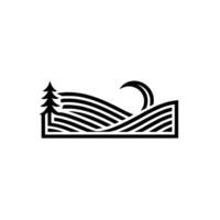 Minimalist Mountain Silhouette with Crescent Moon Pine vector