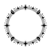 Celestial Circle Minimalist Moon Star Frame vector
