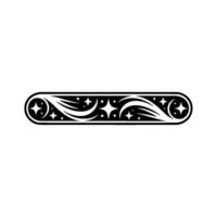 Celestial Scroll Ornate Black White with Starbursts, Ornament vector