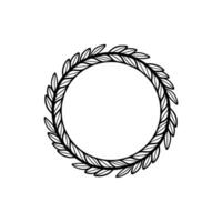 Delicate Leaf Wreath, Minimalist , Circular Emblem vector