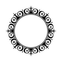 Celestial Circle Frame, Stylized Starburst Ornament vector