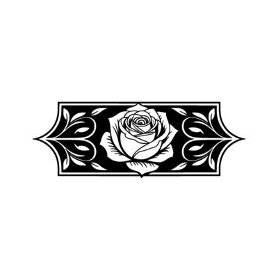 Intricate Black Rose Emblem, Vintage Floral