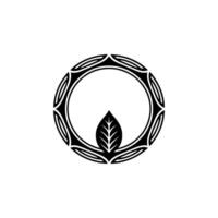 Circular Emblem Leaf Geometric Ornamentation vector