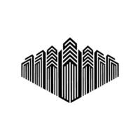 Geometric Cityscape, Ascending Lines, Minimalist vector