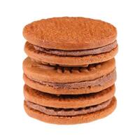 Stack of circle cookies isolated on white photo