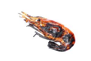 one char grilled giant freshwater prawn isolated on white photo
