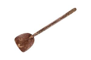 one coconut shell ladle isolated on white photo