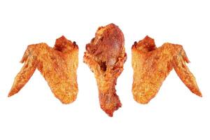 deep fry chicken wings and thigh isolated on white photo